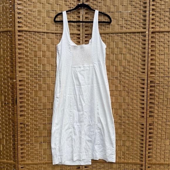Anthropologie Sleeveless Square Neck Button Wrap Midi Dress Ivory Women Large - Picture 8 of 10